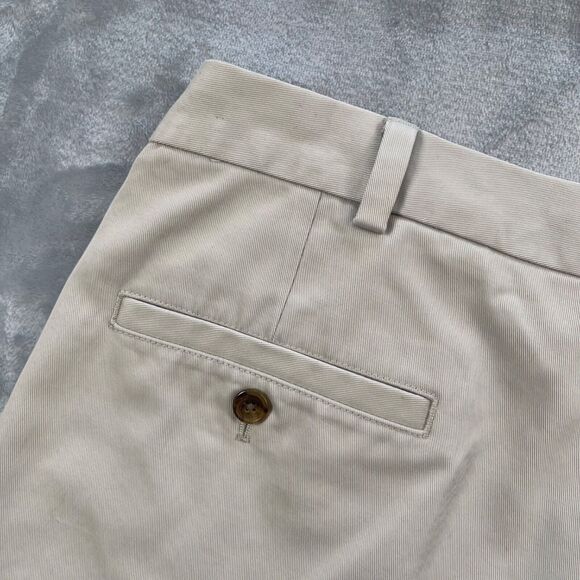 Brooks Brothers 346 Shorts Mens 36 Light Khaki Advantage Chino Cotton Pleated - Picture 5 of 12